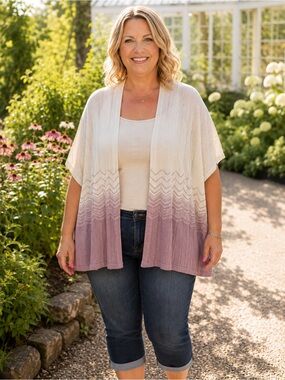 ✨ Torrid NWOT Ombré Open-Knit Cardigan | Cream + Dusty Mauve ✨